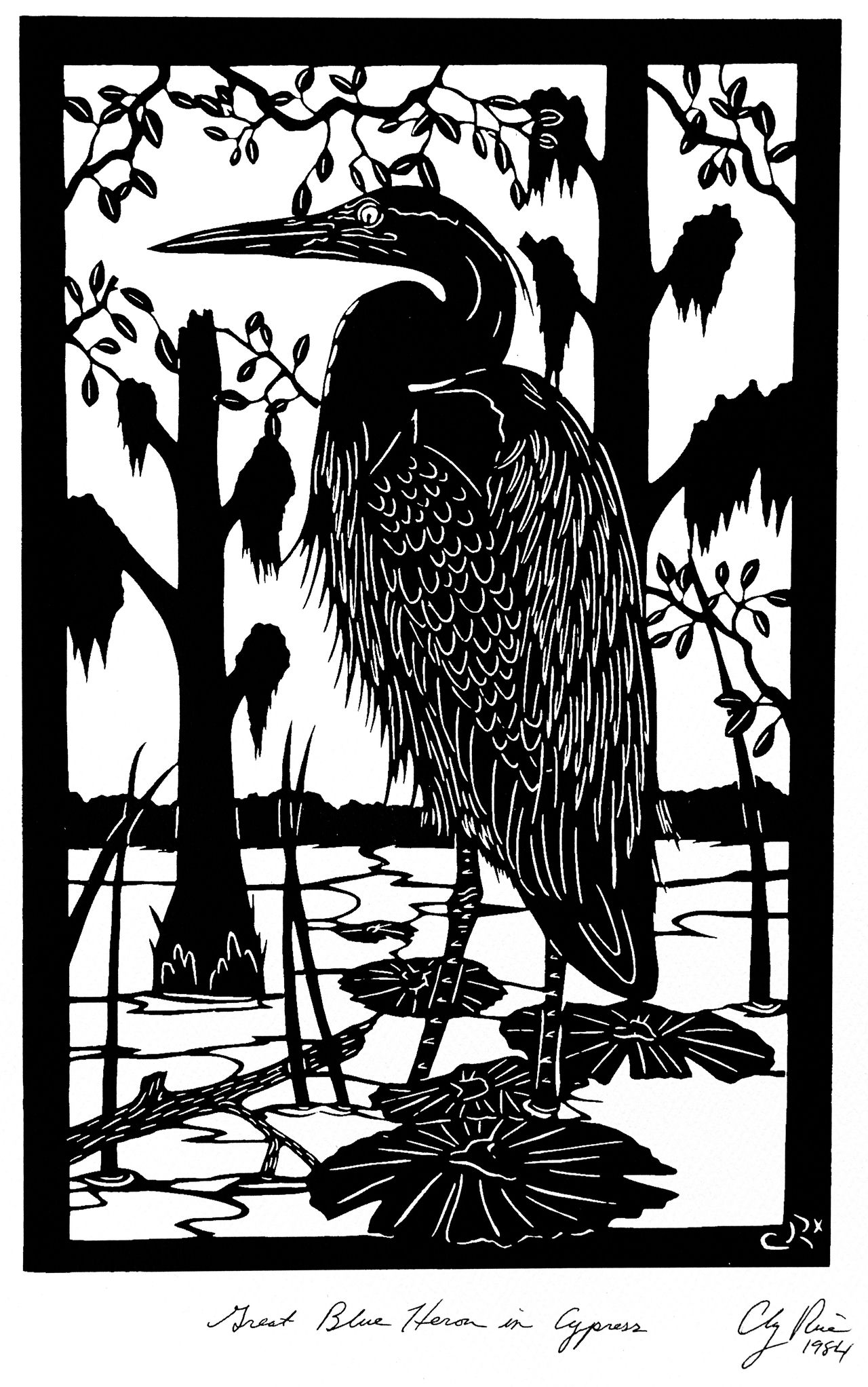 Artwork of a snowy egret in Charleston, SC by Clay Rice